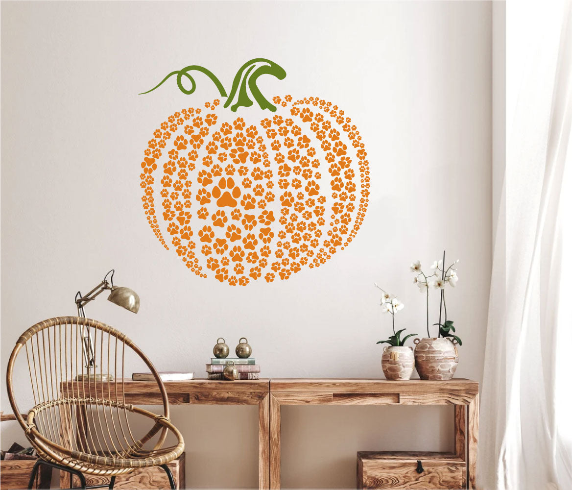 Paw Print Pumpkin Vinyl Wall Decal