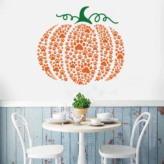 Paw Print Pumpkin Vinyl Wall Decal