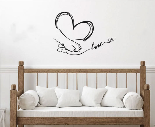 Dog Paw and Hand Vinyl Wall Decal