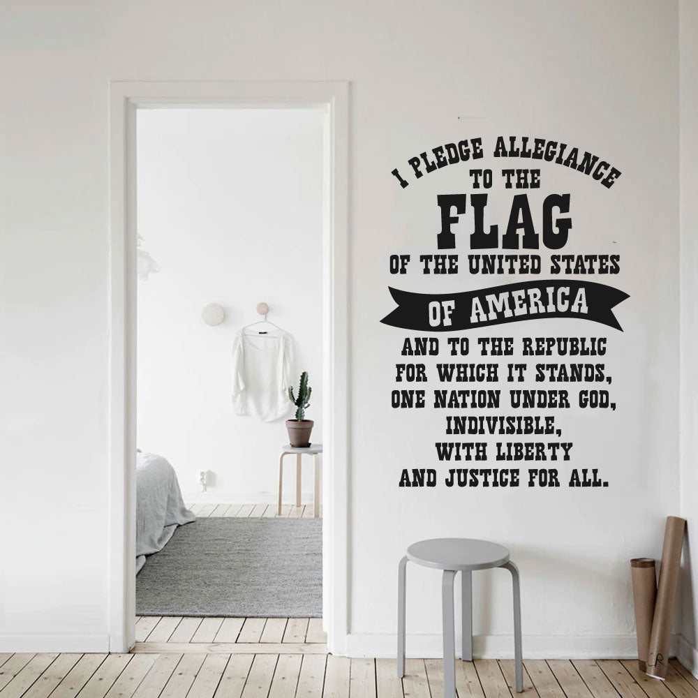 Pledge of Allegiance USA American Flag Vinyl Wall Words Decal