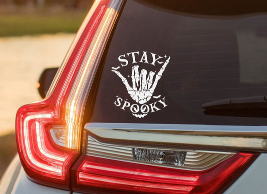 Skeleton Hand Stay Spooky Shaka Sign Vinyl Wall Decal