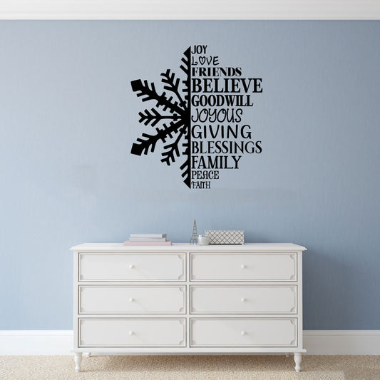 Snowflake Words Christmas Vinyl Wall Decal