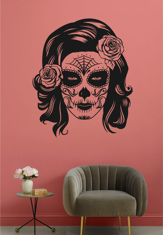 Sugar Skull Girl Vinyl Wall Decal