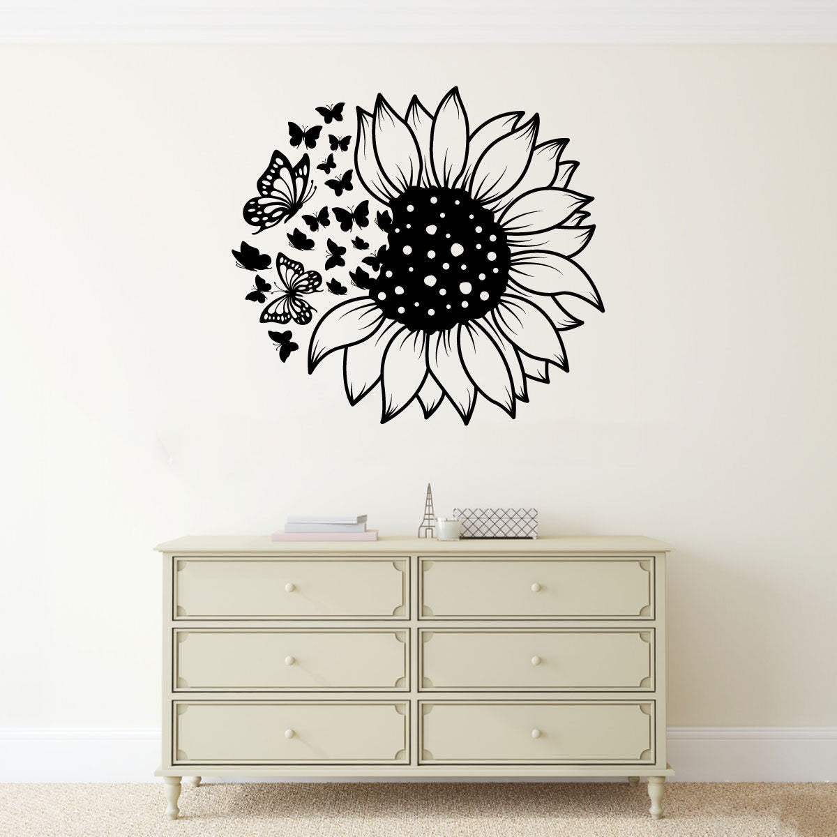 Sunflower and Butterflies Vinyl Wall Decal