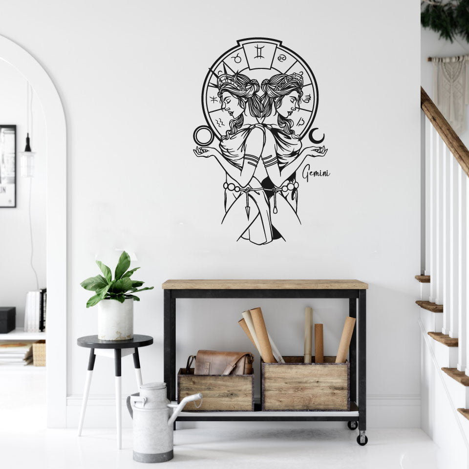 Zodiac Gemini Goddess Twins  Castor and Pollux Vinyl Home Decor Wall Decal 