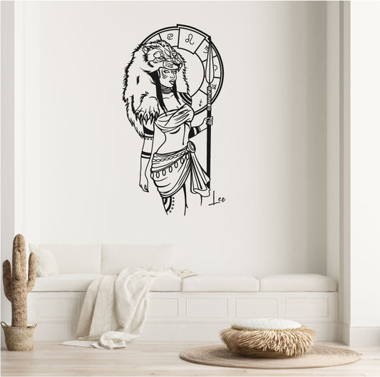 Zodiac Leo Goddess Sekhmet Vinyl Die Cut Home Decor Wall Decal 