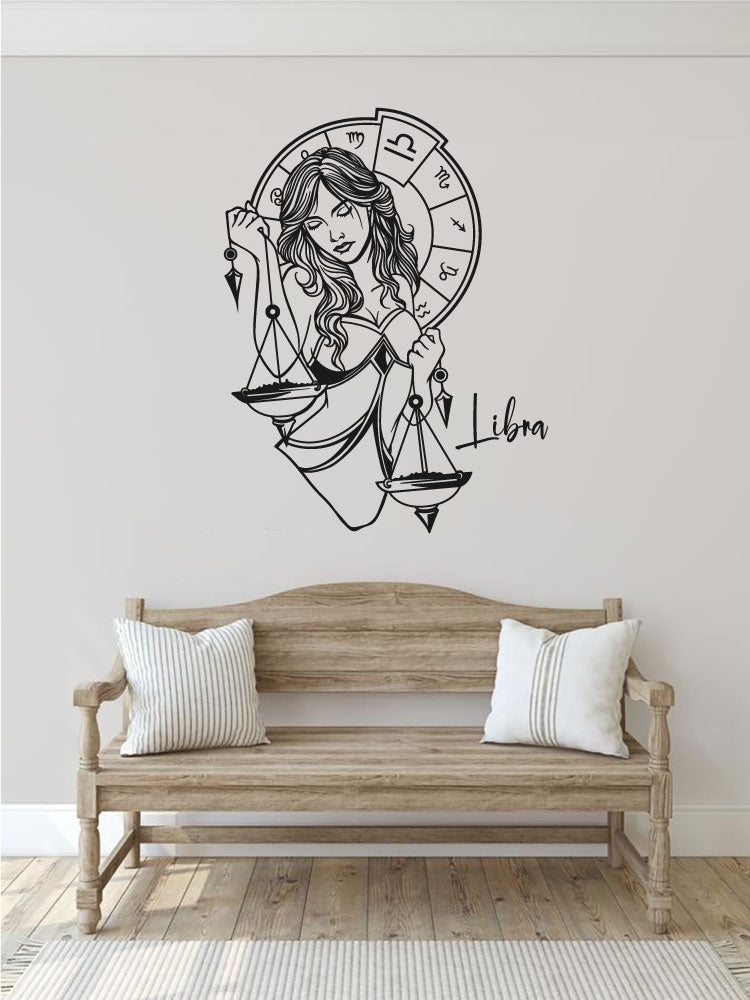 Zodiac Libra Goddess Themis Vinyl Die Cut Home Decor Wall Decal 