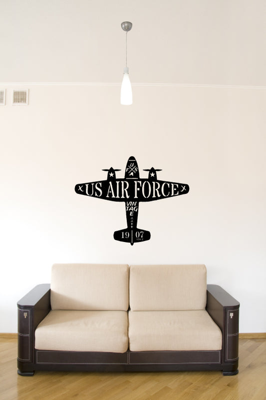 Air Force Vintage Airplane Silhouette Vinyl Wall Decal