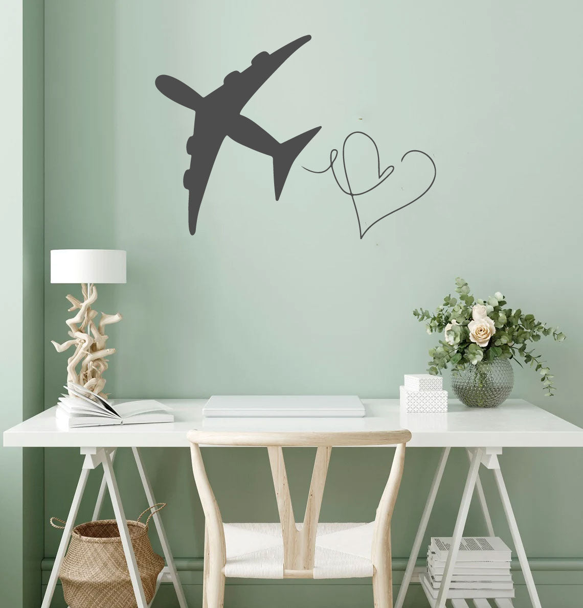 Airplane and Heart Nursery Vinyl Wall Decal