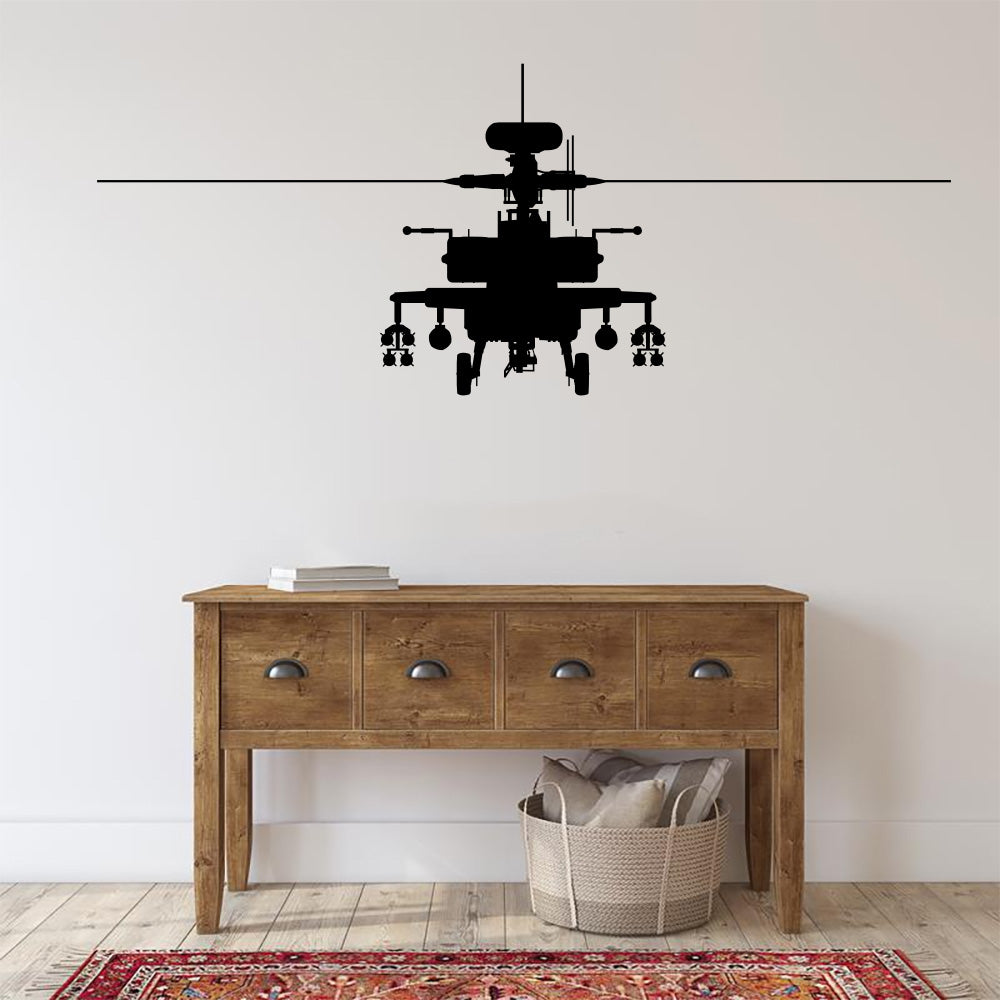 AH-64 Military Helicopter Silhouette Vinyl Wall Decal