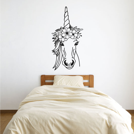 Unicorn and Flowers Vinyl Home Decor Wall Decal