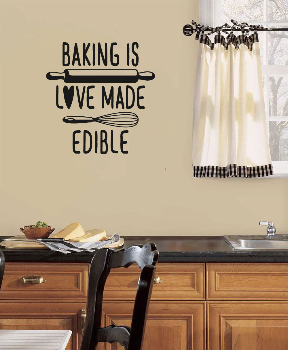 Baking Is Love Made Edible Vinyl Kitchen Words Home Decor Wall Decal 