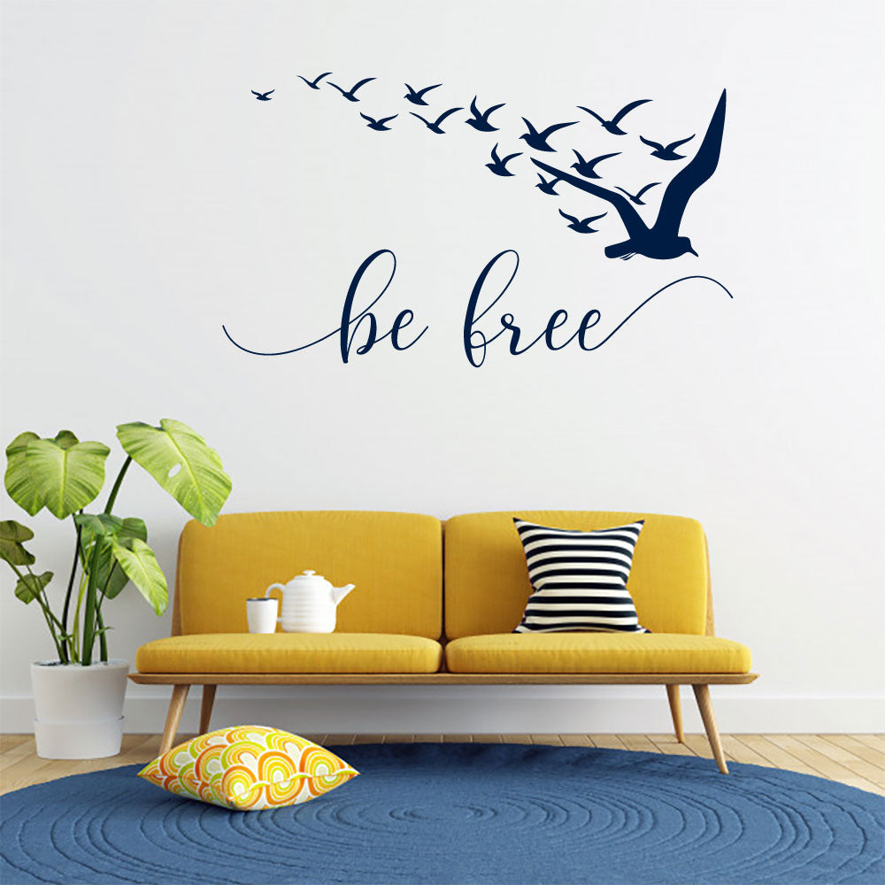 Be Free with Birds Flying Vinyl Wall Decal