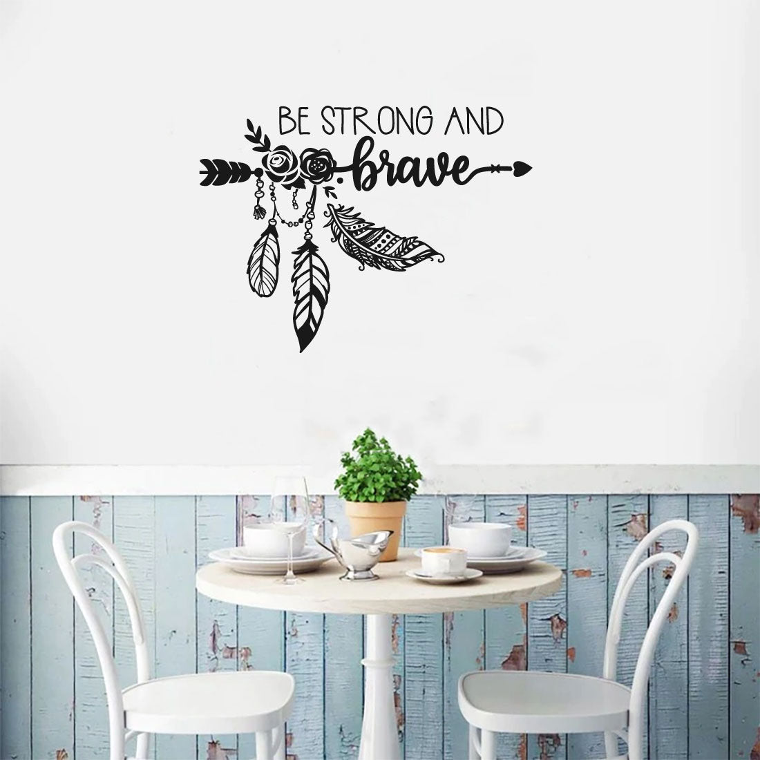 Be Strong And Brave Boho Dreamcatcher Vinyl Home Decor Wall Decal Words 