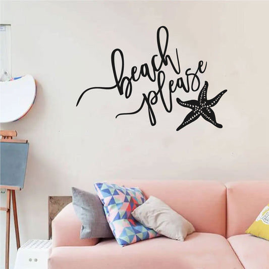 Beach Please Vinyl Home Decor Wall Decal 