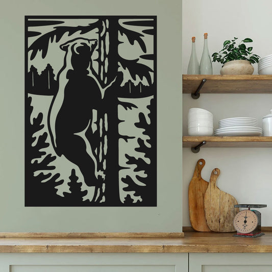 Bear Silhouette Climbing Tree Vinyl Wall Decal