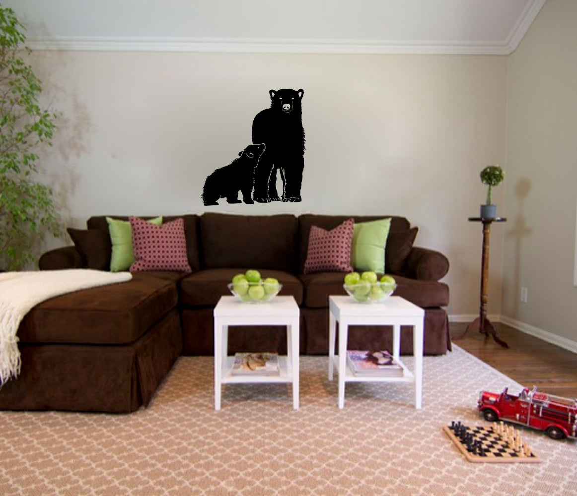 Bear and Cub Silhouette Vinyl Wall Decal