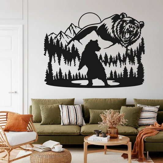 Bear Pine Trees Mountain Vinyl Wall Decal