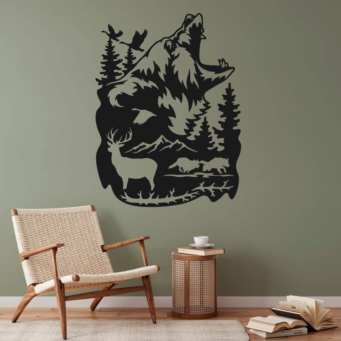 Bear Pine Trees Mountain Vinyl Wall Decal