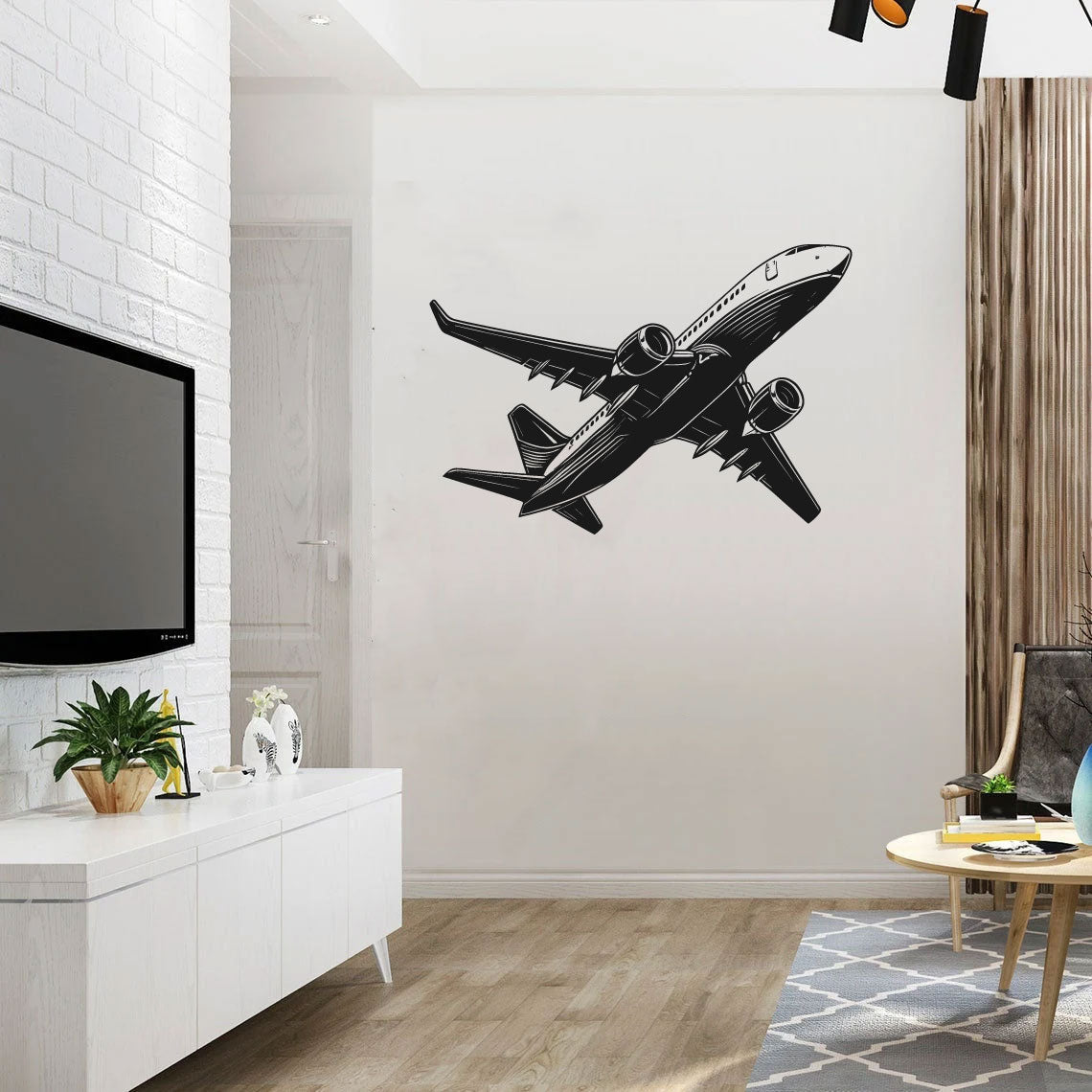 B-737 Airplane Silhouette Vinyl Wall Decal