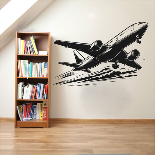 B-737 Airplane Silhouette Vinyl Wall Decal