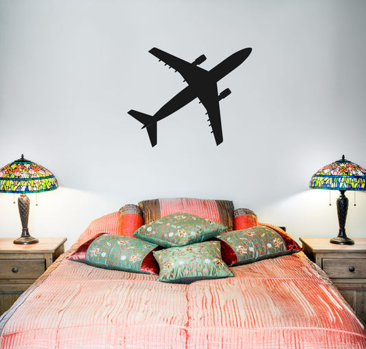 B-737 Airplane Flyover Silhouette Vinyl Wall Decal