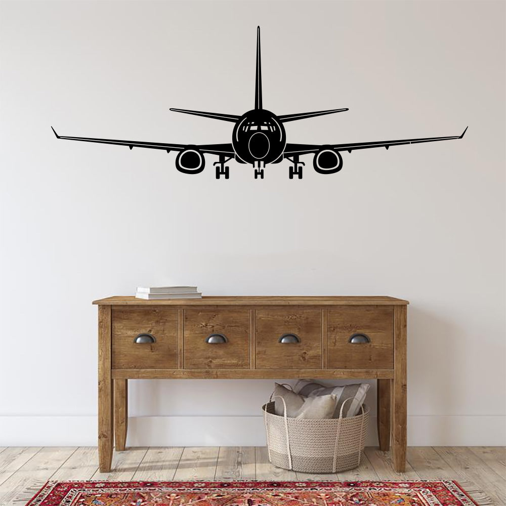 B-737 Airplane Silhouette Vinyl Wall Decal