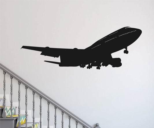 B-747 Airplane Jumbo Jet Silhouette Vinyl Wall Decal Sticker