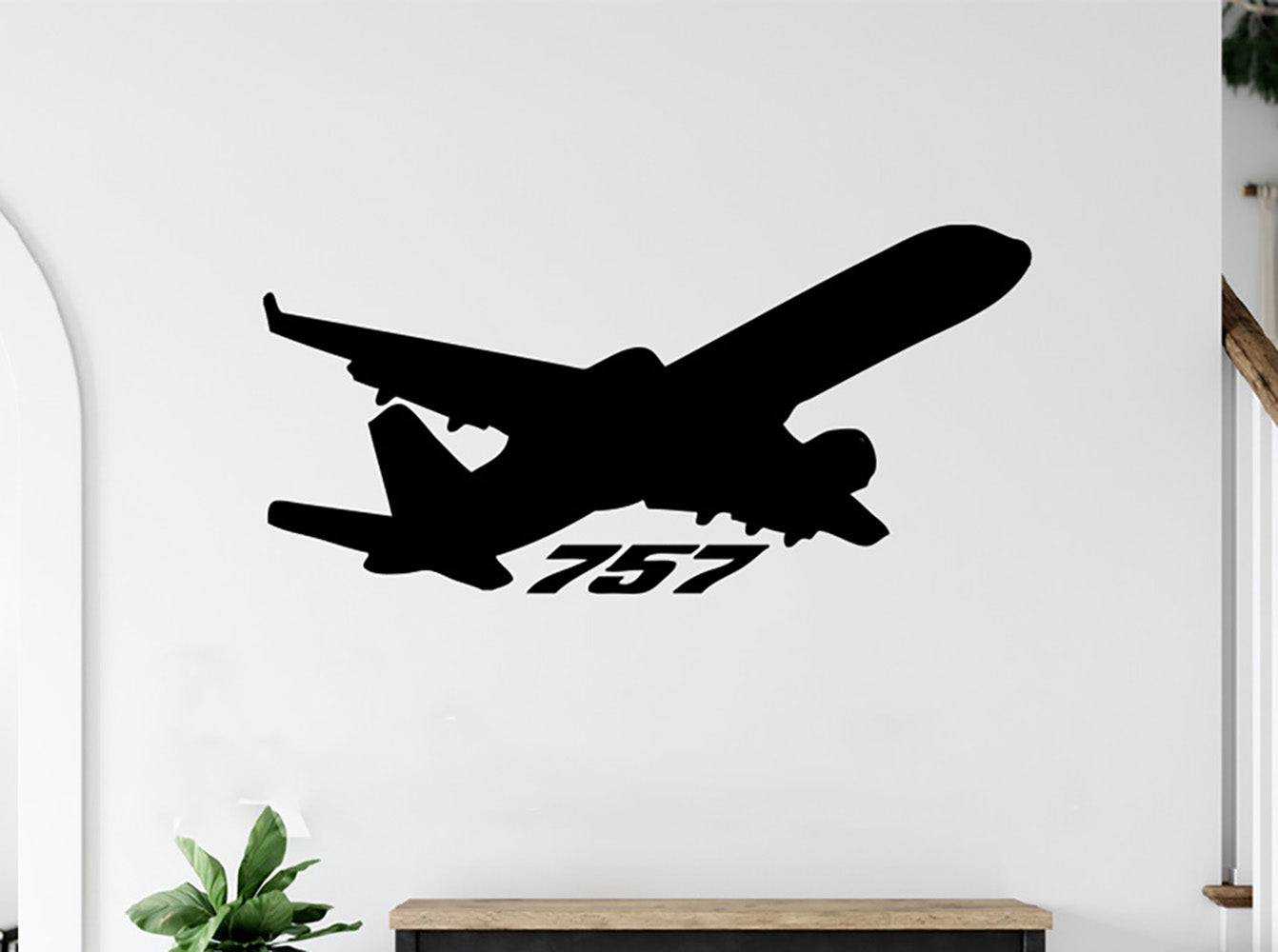 B-757 Airplane Silhouette Vinyl Wall Decal