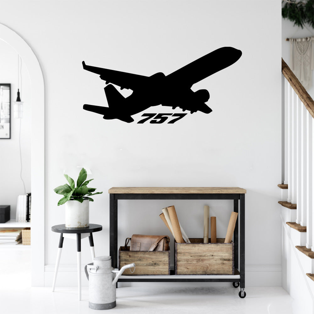 B-757 Airplane Silhouette Vinyl Wall Decal