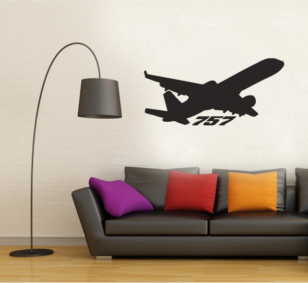 B-757 Airplane Silhouette Vinyl Wall Decal