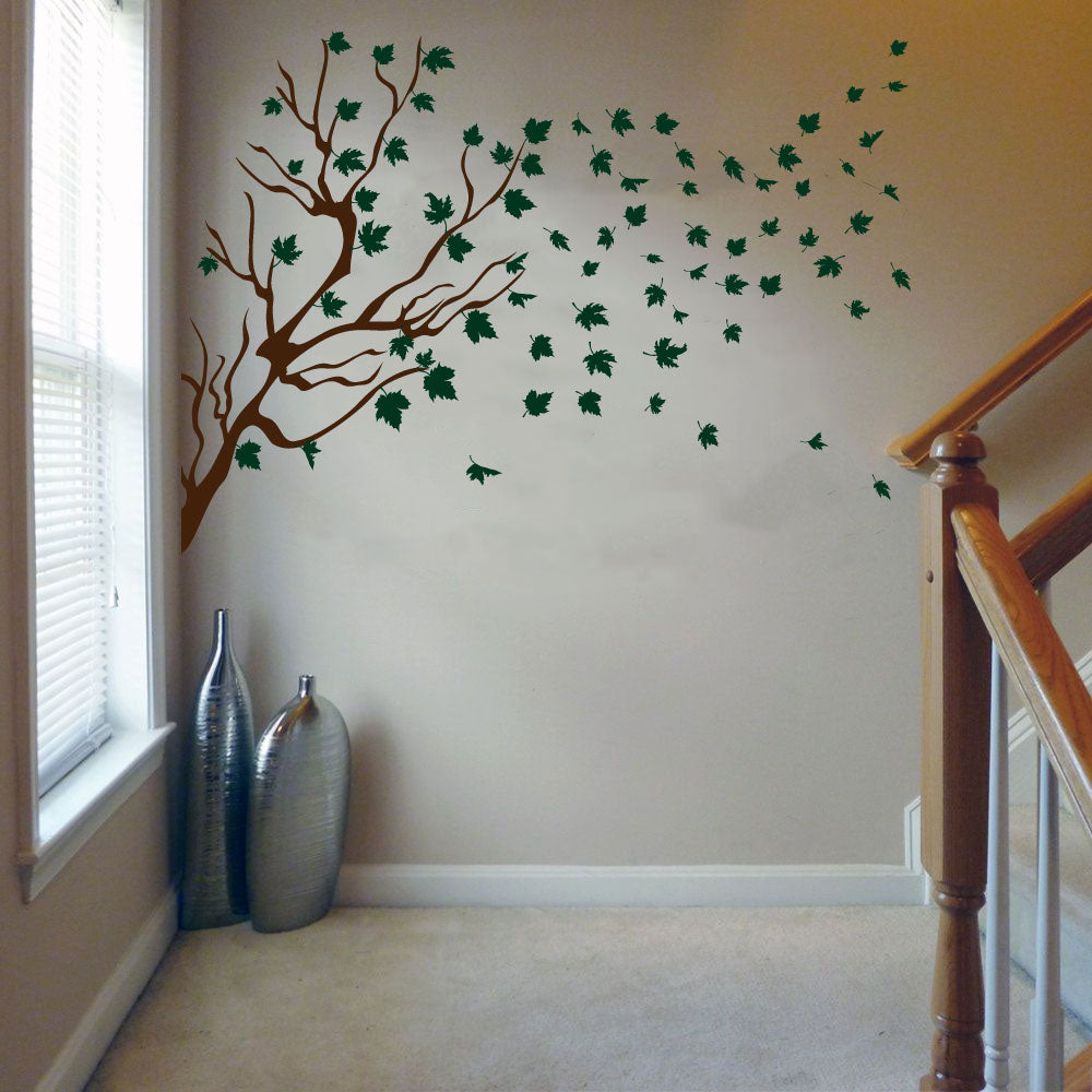 Maple Tree Branch and Leaves Vinyl Wall Decal