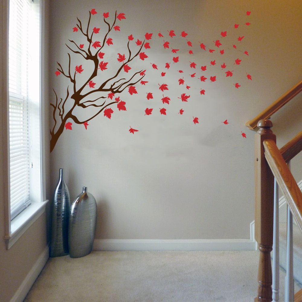 Maple Tree Branch and Leaves Vinyl Wall Decal