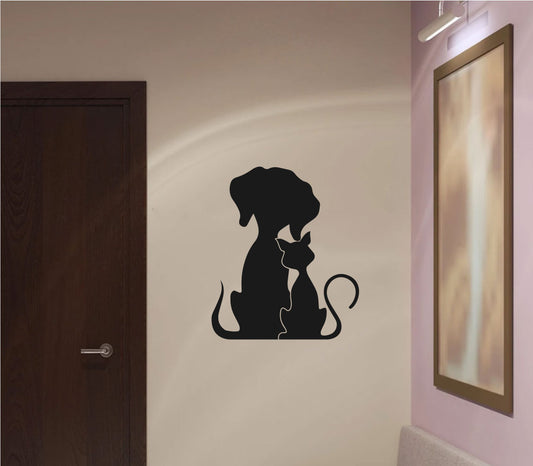 Cat and Dog Silhouette Vinyl Wall Decal