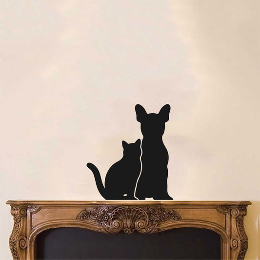 Cat and Dog Silhouette Vinyl Wall Decal