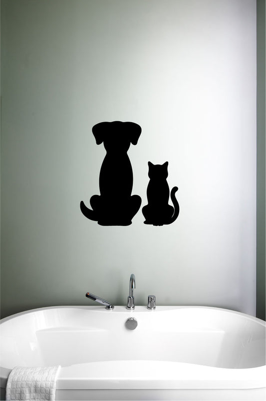 Cat and Dog Silhouette Vinyl Wall Decal