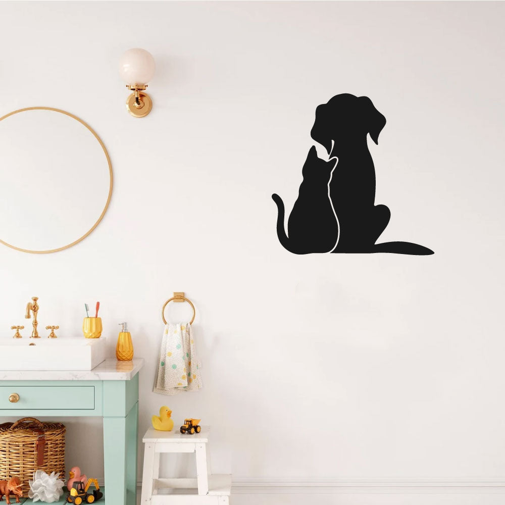 Cat and Dog Silhouette Vinyl Wall Decal