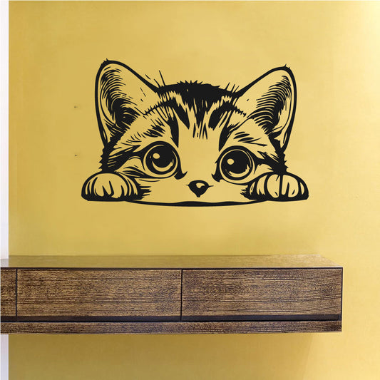 Cat Peeking Vinyl Wall Decal