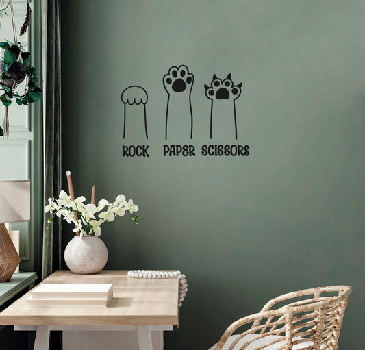 Cat Paws Rock Paper Scissors Vinyl Wall Decal