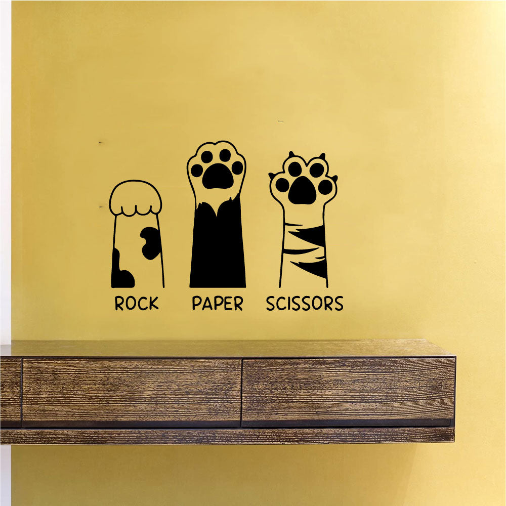 Cat Paws Rock Paper Scissors Vinyl Wall Decal