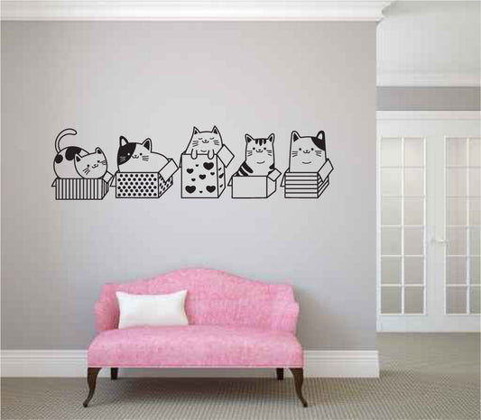 Cat in Boxes Vinyl Wall Decal