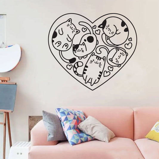 Cats Heart Vinyl Wall Decal