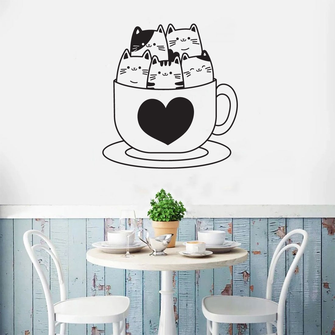 Cats in a Teacup Vinyl Wall Decal