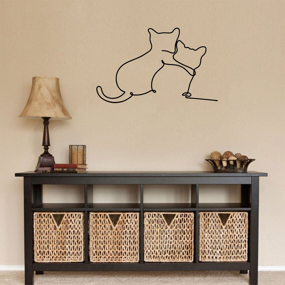 Cats Vinyl Wall Line Art Decal