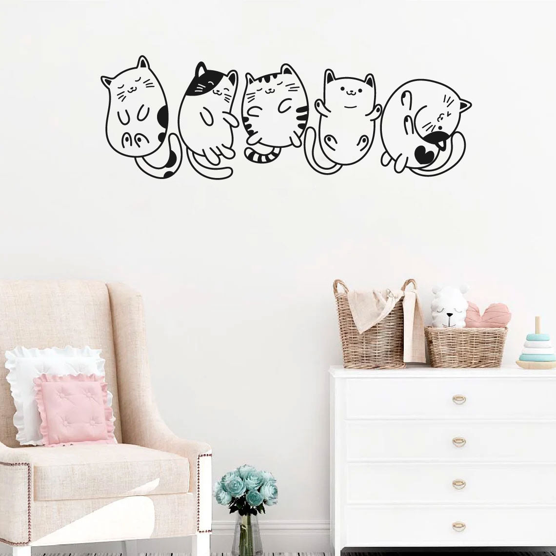 Row of Cats Vinyl Wall Decal