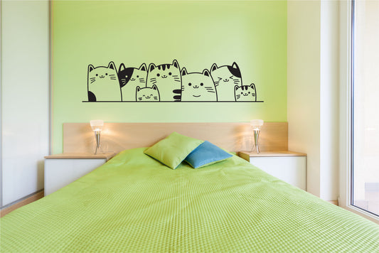 Row of Cats Vinyl Wall Decal