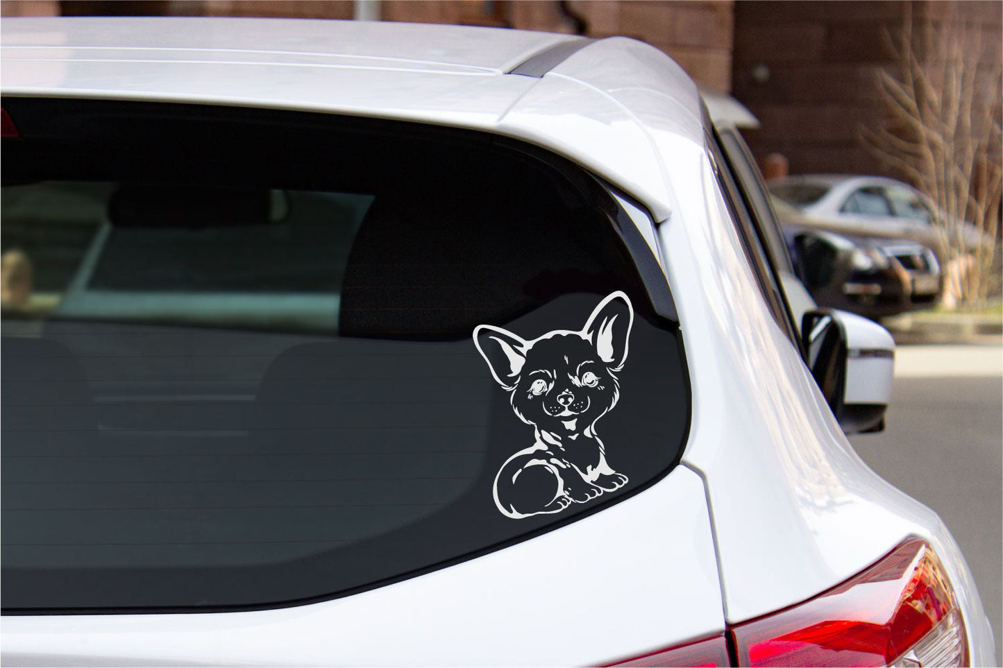 Cute Puppy Dog Custom Breed Vinyl Decal Sticker - White