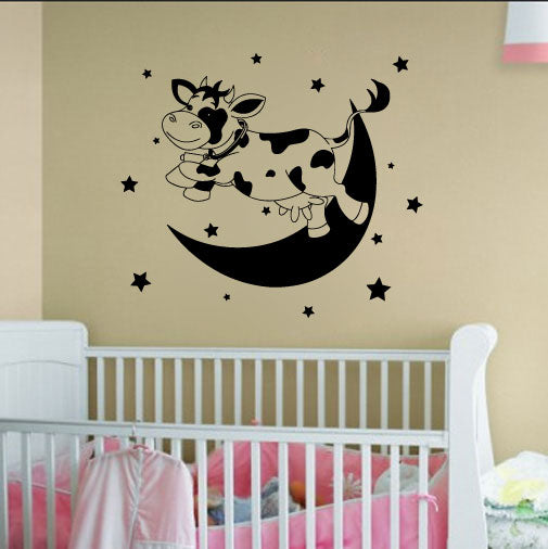 Cow Jumps Over The Moon Nursery Vinyl Wall Decal