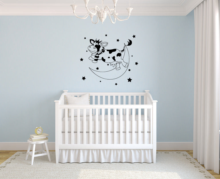 Cow Jumps Over The Moon Nursery Vinyl Wall Decal