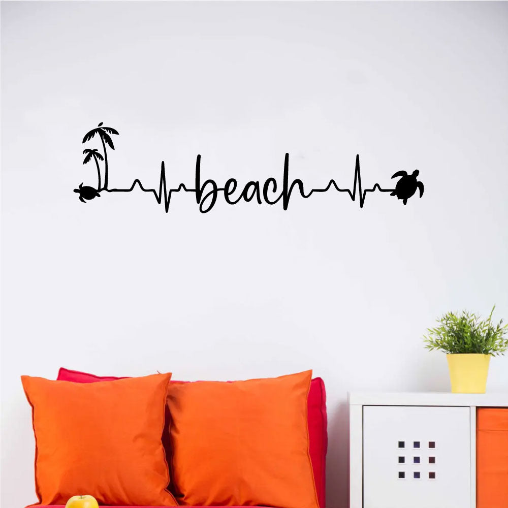 Beach Heartbeat Vinyl Home Decor Wall Decal 